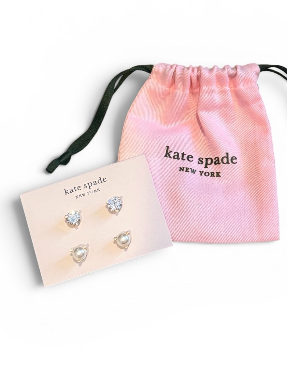 Kate Spade New York Crystal & Faux Pearl Stud Earring Set NWT